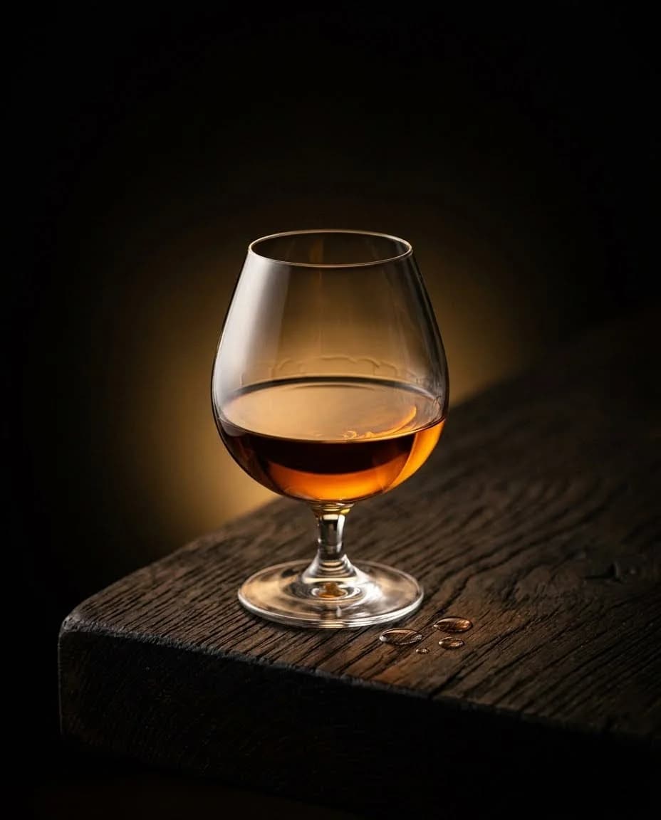 Neat: cognac served in a tulip glass